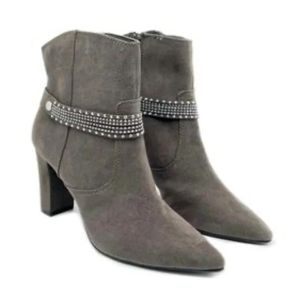 Ann Marino Shoes - Ann Marino Women's Wilma Gray Microsuede Pointed Toe Heeled Ankle Boot Size 7.5